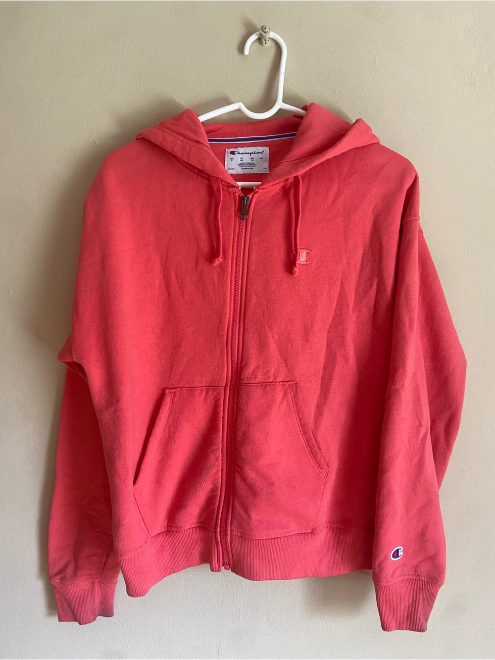 Champion Athleisure Sporty Kidcore Athletic Casual Coral Pink Zip-Up Hoodie